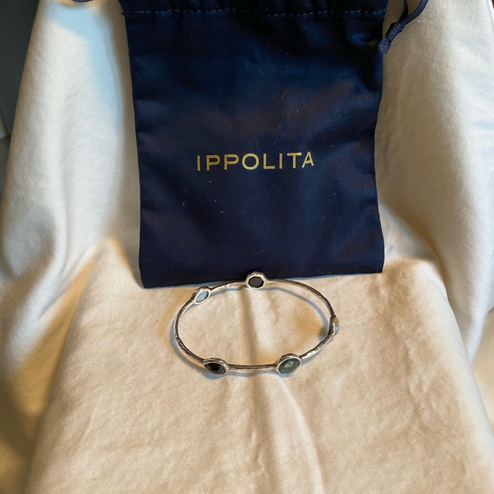 Authentic Ippolita five station sterling silver bangle.